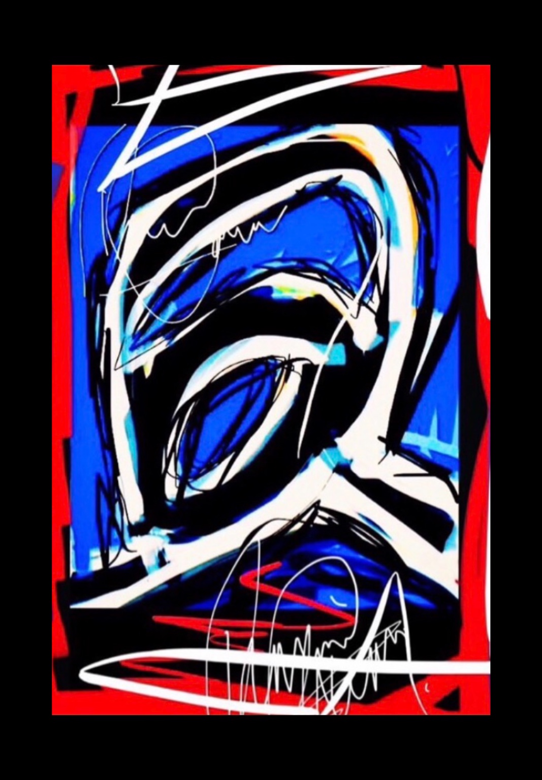ARTFULROG3R red, blue, black and white face mark